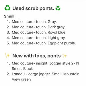 Med Couture Touch Scrub Pants - will be posting individual too $20/pair